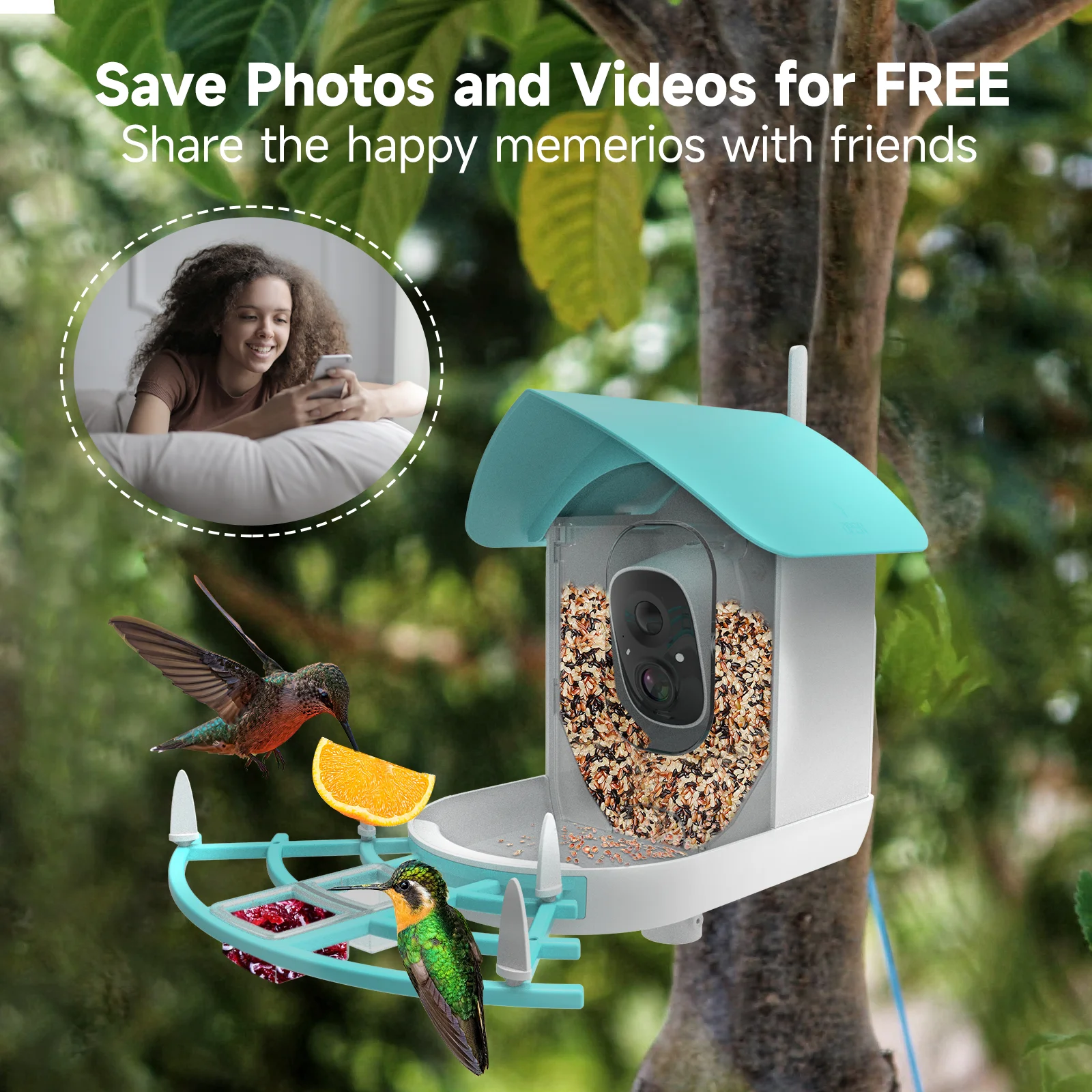 Wholesale sales 1080p LED Indicator Remote Wakening Smart Bird Feeder with WiFi and App