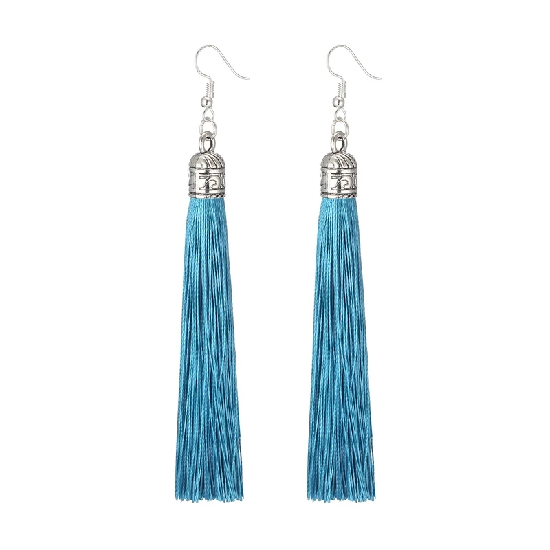 Fashion Tassel Earrings For Women Jewelry Bohemian Drop Dangle Long Earrings Silk Fabric Ethnic Vintage Daily Earrings