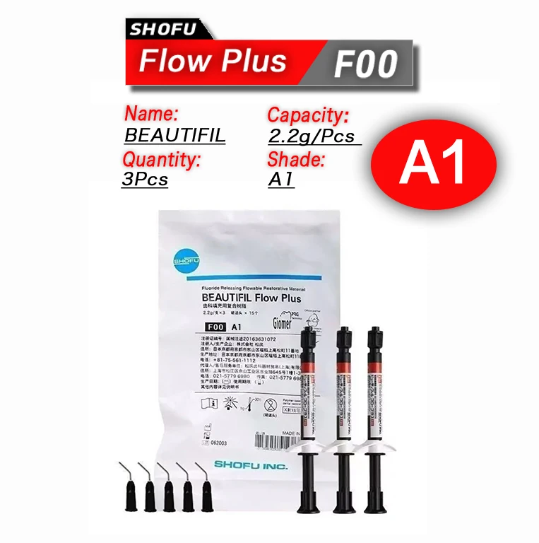 Dental Instruments SHOFU Flowable Plus Resin Composite Light Curing Repair Filling Resin Syringe 2.2g/Pc High Hardness Material