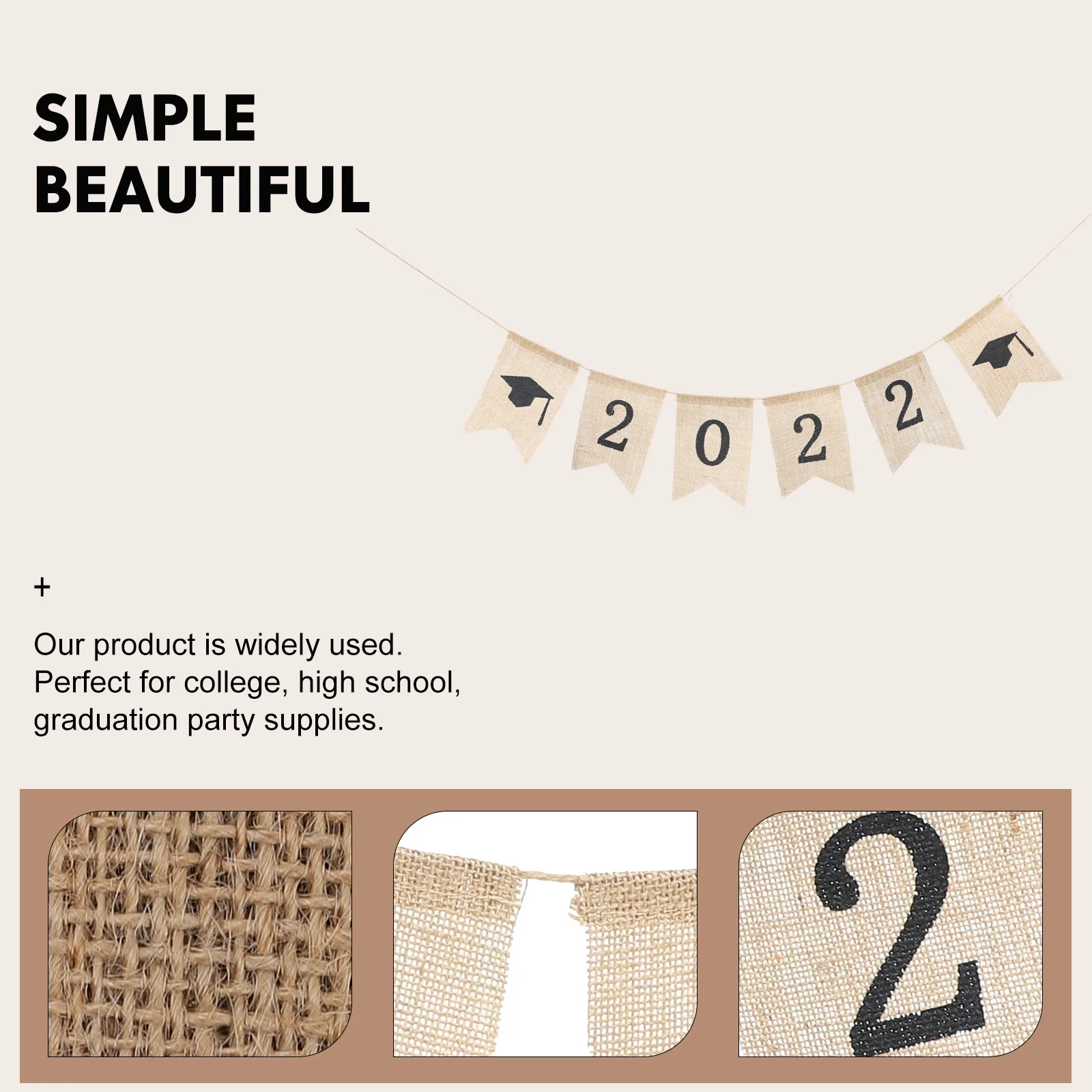 

1 set Doctor Hat String Flag Linen Decorations Graduation Party Banner 2022 Outdoor Hanging Photography Props Bunting Flag