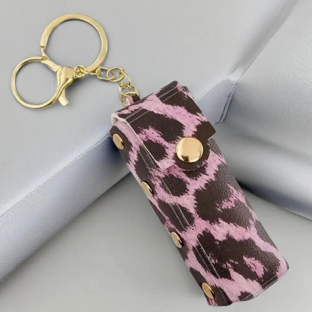 

New Mini Leather Backpack Hangings Keychain Portable Lipstick Bag Packet Leopard Print Keyring Makeup Pouch Key Chain Ring Gift