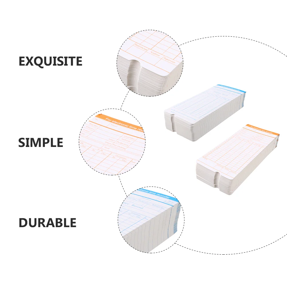 200 แผ่นภาษาอังกฤษ Attendance Card การ์ดเดินทางนาฬิกาสํานักงาน Timecards กระดาษอุปกรณ์เทปกาวอุปกรณ์เสริม