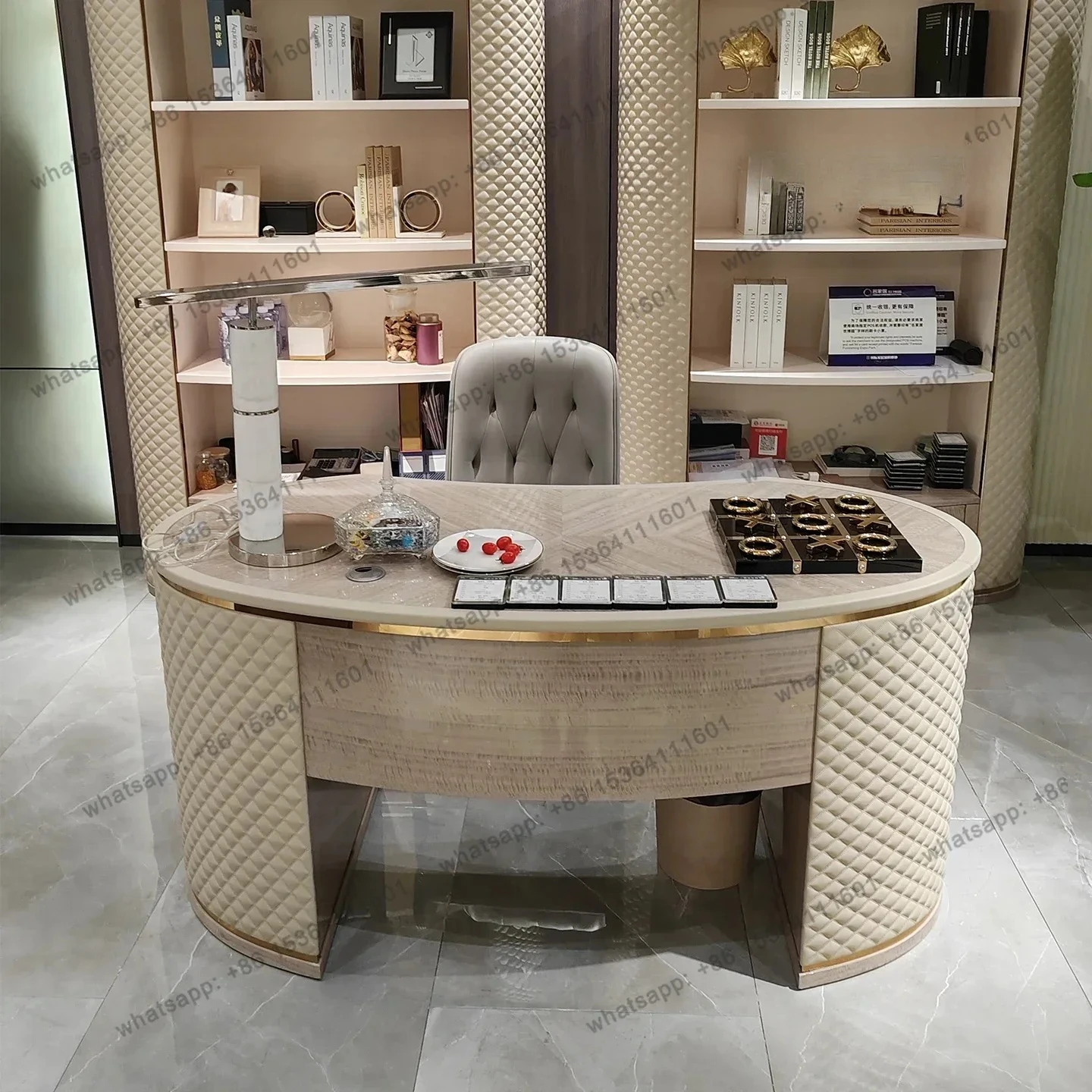 FGItalian Light Luxury Desk Luxury Model Room Desk Fashion Creative Writing Table Furniture Design