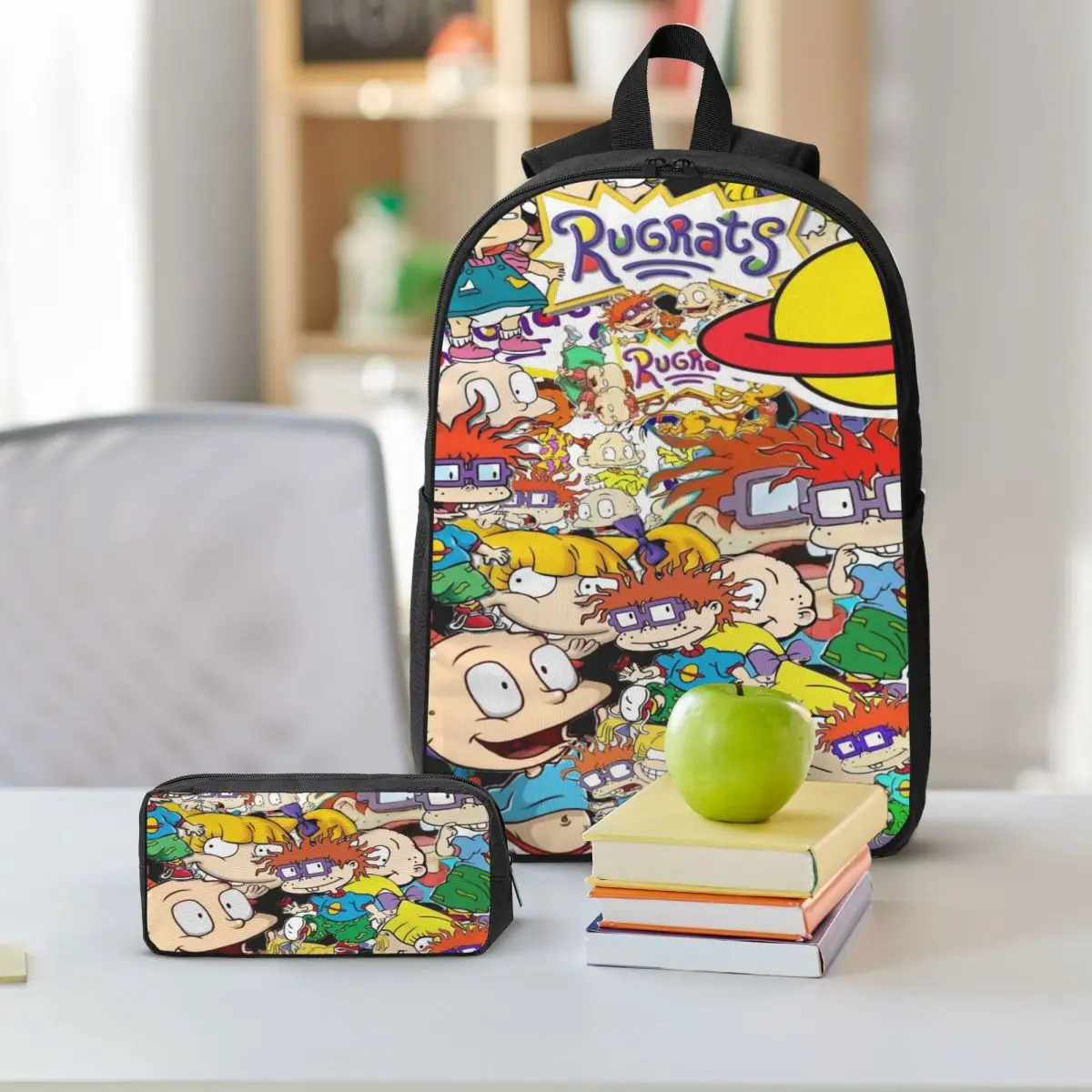 3 pezzi Rugrates Chuckie Finster Theme Borse da scuola Set per Boy Girl Scatole per matite Set di zaini con scatola per il pranzo per studenti Zaino