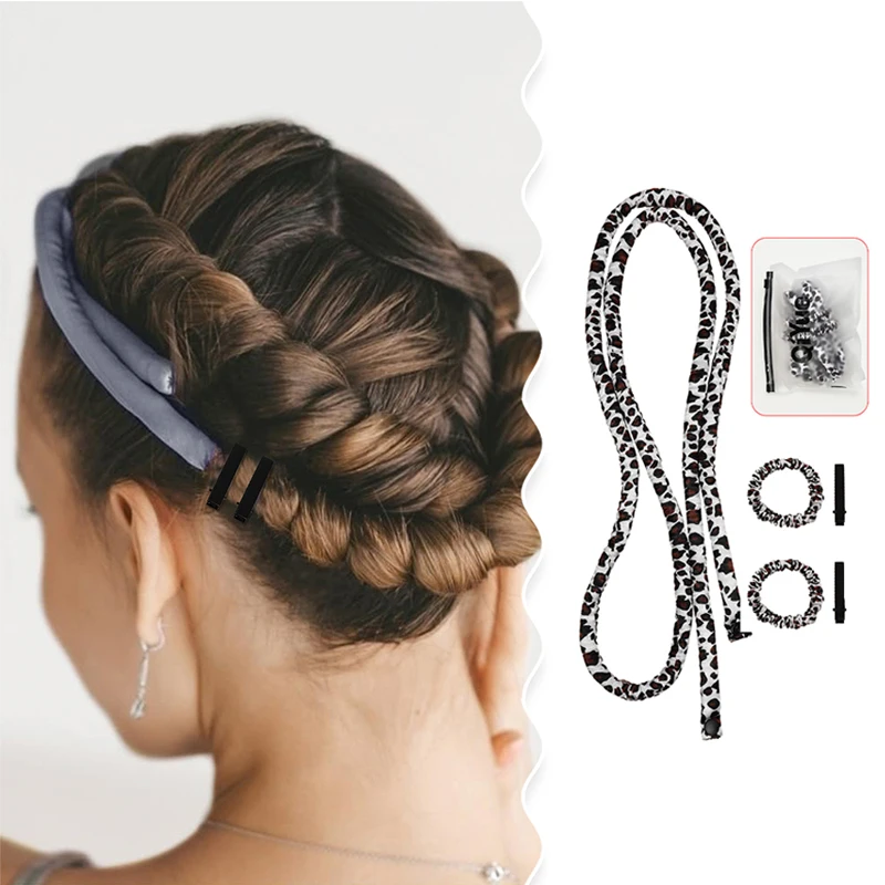 5 pçs/set rolos de cabelo sem calor sem rolos de calor dormir durante a noite macio flexi hastes preguiçoso rolos de cabelo onda ferramentas de estilo de cabelo