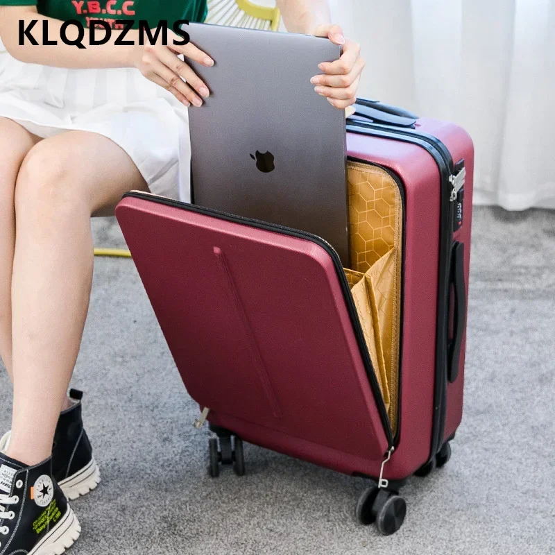 

KLQDZMS Laptop Luggage Front Opening Boarding Case ABS+PC Trolley Case 20"24" Wheeled Travel Bag Carry on Travel Suitcase