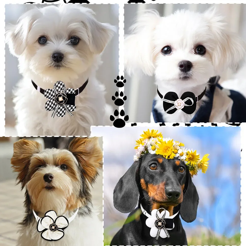 30pcs Small Dog Cat Bowties Delicate Black White Bow Tie Neckties For Dogs Party Pet Grooming Dog Products For Small Dogs