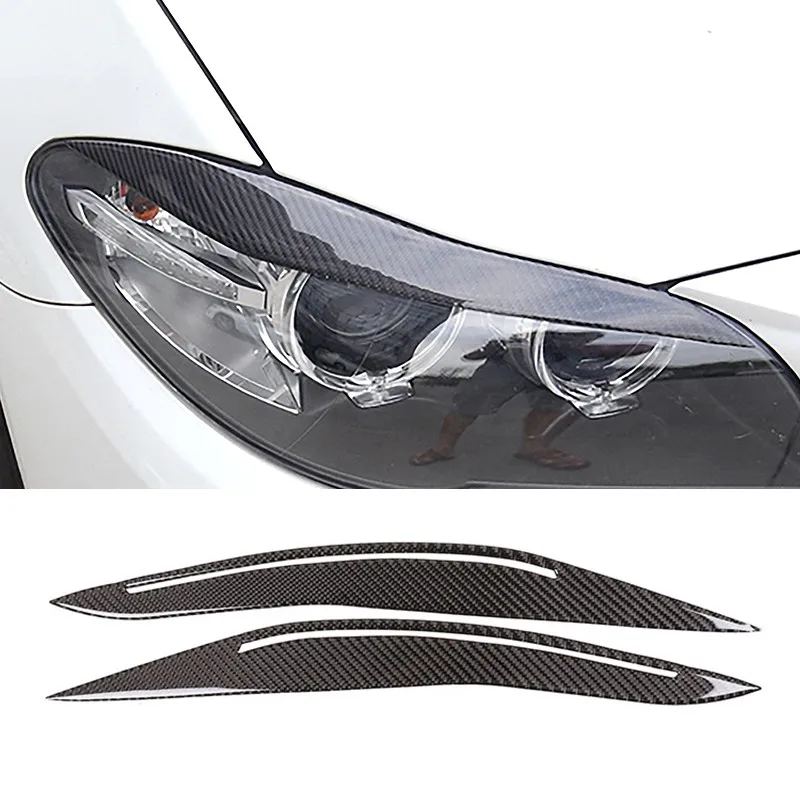 

Carbon Fiber Sticker Car Accessories Front Headlight Lamp Eyebrows Eyelids Frame For BMW 5 Series F10 F18 Trim Strips Decoration