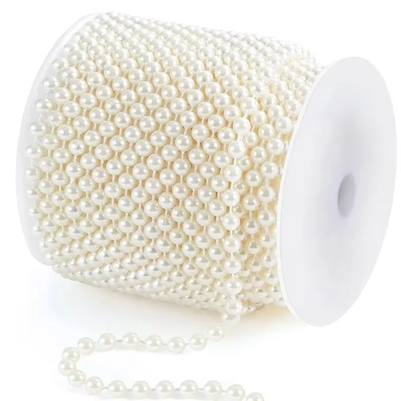 6mm Faux Pearl Garland 82 Feet Pearl String Roll For Christmas Tree Wedding Party Centerpieces Flowers DIY Crafts