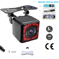 Added car dashcam 5-pin rear view camera redlight HD night vision backup waterproof wide-angle front and rear parking cameras