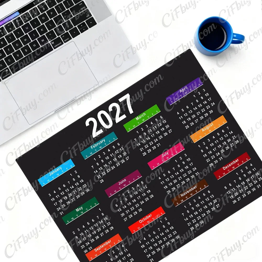 CIFbuy Mouse Pad Smooth Surface Fast Tracking Anti Slip Rubber Base Durable Desk Mat for PC Office Gamer 2027 Calendar Design