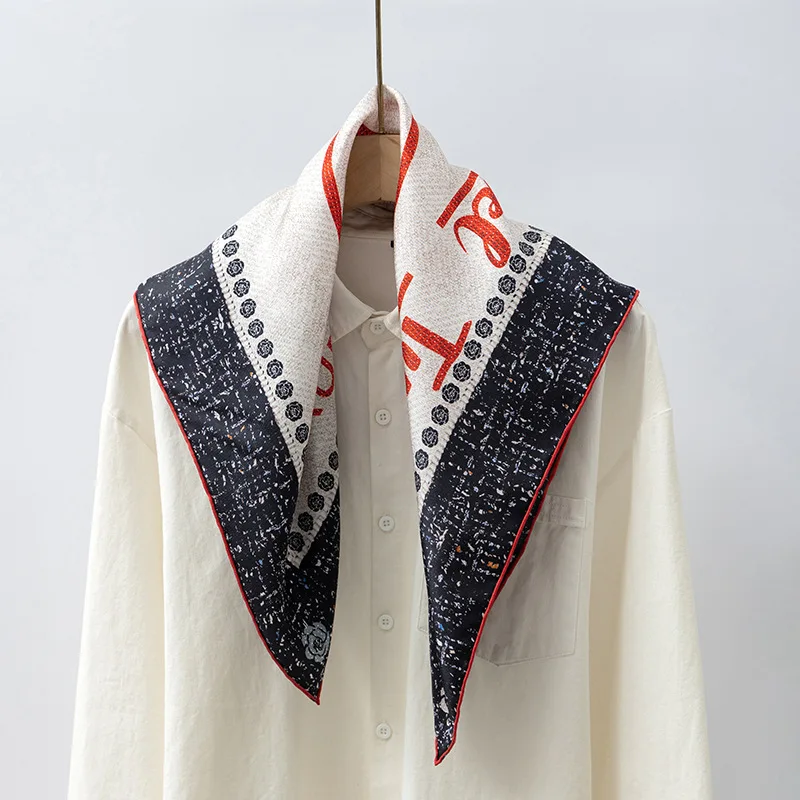 Шелковый шарф 65 см с квадратными драгоценными камнями, банданы с закрученными краями, роскошные дизайнерские квадратные шали, сумка на голову, аксессуары, рождественский подарок для любовника