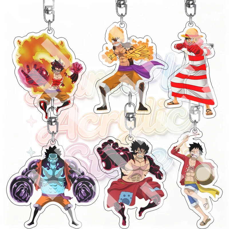 Creative Monkey D Luffy Wano Circus Peripheral Cute Acrylic Keychain Cartoon Anime Double-sided Print Bag Pendant Party Ornament