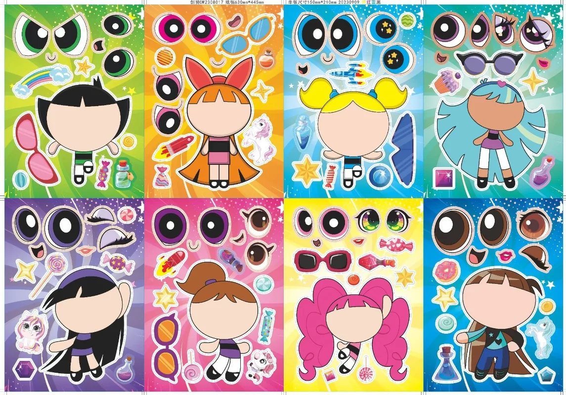 

16PCS Hot Cute The Powerpuff and Girls Series Sticker Cartoon Creativity Print DIY Parent-child Interaction Educational Sticker