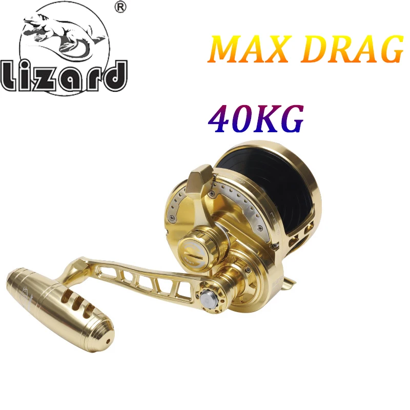 

Lizard Drum Reel Max Drag 40kg Full Metal with Siren Deep Sea Boat Fishing for Big Game Reels Sea Fishing Steel Reels 낚시대 릴