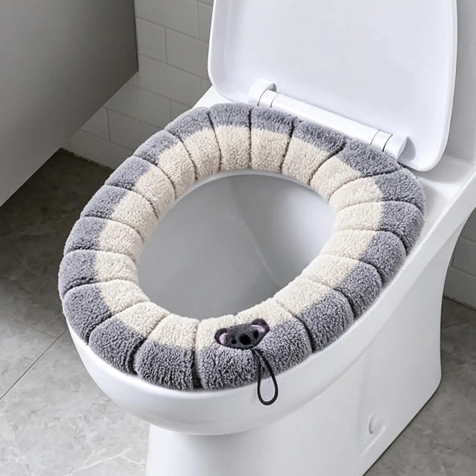 Toilet Seat Covers  Soft Plush Warm Washable Universal Stretchable Mat Warm Toilet Seat Cover for Home Bathroom Apartment