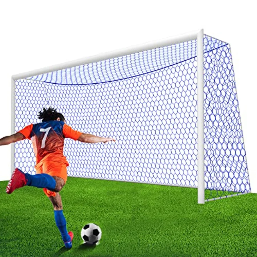 

Soccer Goal Net Replacement 24x8FT and 18.5x6.5FT, Professional On-Court Quality [4mm Nylon, 4" Hexagonal], Upgraded Weather, B