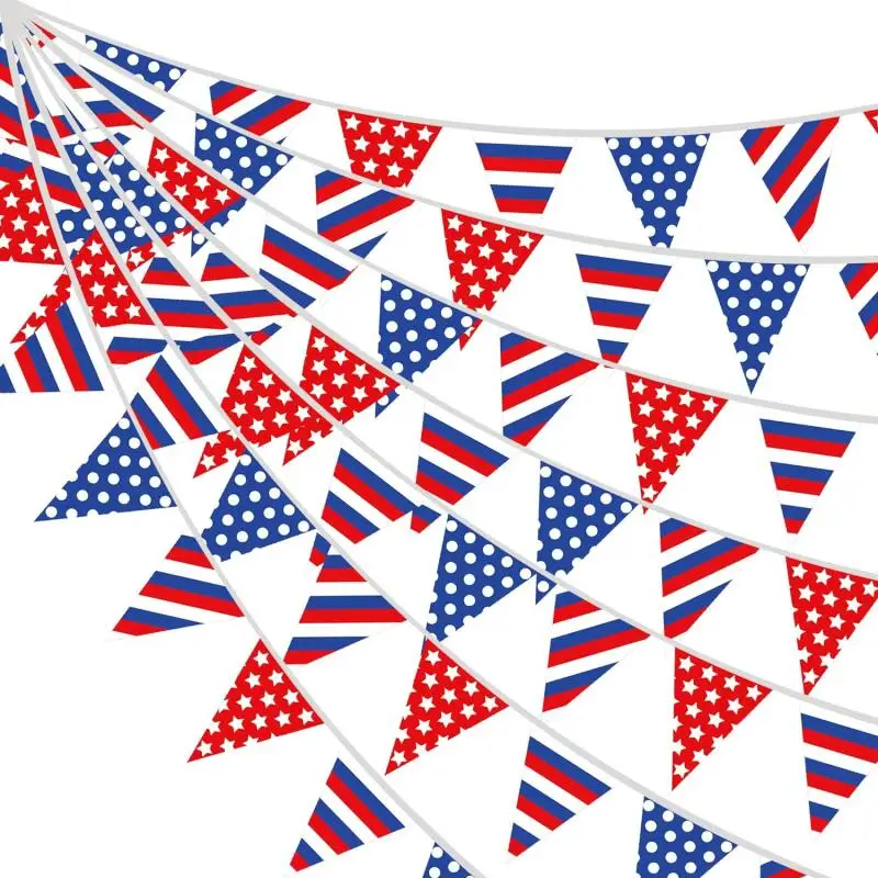 4PCS American Stars Stripes Flag Bunting Garland USA Triangle Banner Patriotic Party Fourth of July Independence Memorial Day