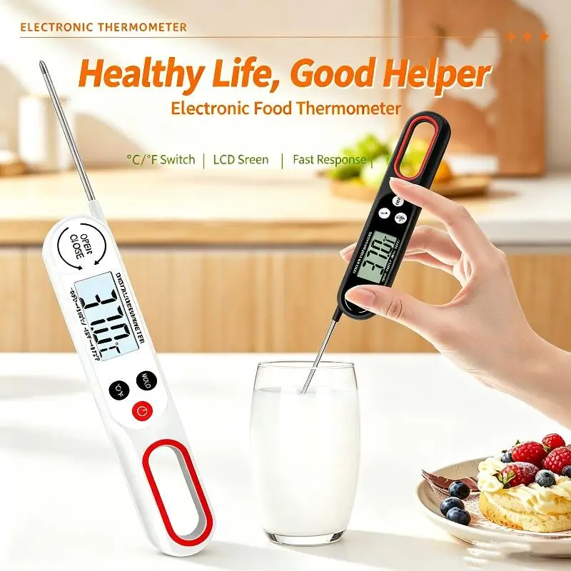 Digital Meat Thermometer Portable Instant Read Probe for Camping BBQ Picnic Home Kitchen Frying Oil Temp Testing