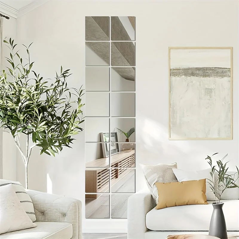 10/20pcs 15/20cm 3D Self-Adhesive Mirror Wall Stickers 2mm Thick Flexible DIY Art Acrylic Stickers for Living Room Decoration
