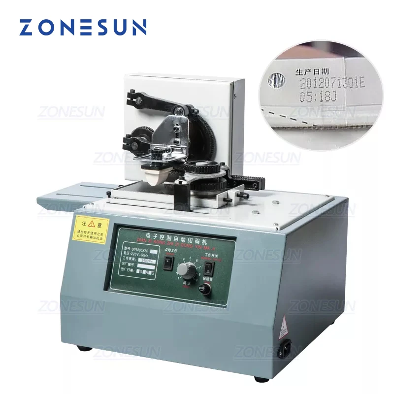 

ZONESUN Automatic Ink Pad Printing Machine Electric Production Date Coding Machine Plastic Milk Carton Bottle Glass Pad Printer