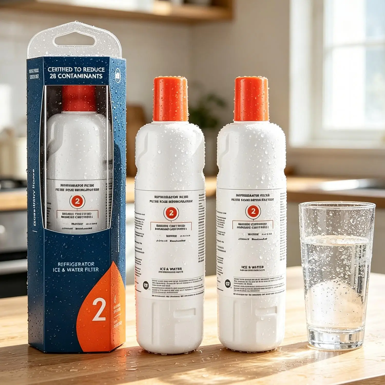 Replacement for EveryDrop by Whirlpool EDR2RXD1 Refrigerator Water Filter 2 - Easy Installation, NSF/ANSI 42 & 53 Certified, Certified for Safety, Reduces 28 Contaminants Including Lead & Pharmaceuticals, 6-Month/200-Gal Capacity, W10413645A, W10238154
