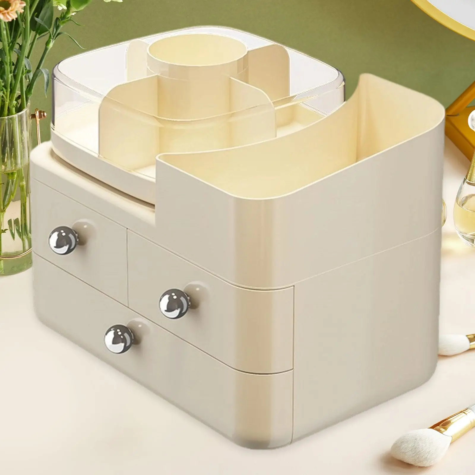 

360° Rotating Desk Organizer Simple Large Capacity Desktop Makeup Organizer for Office Desktop Counter Dressing Table Bathroom