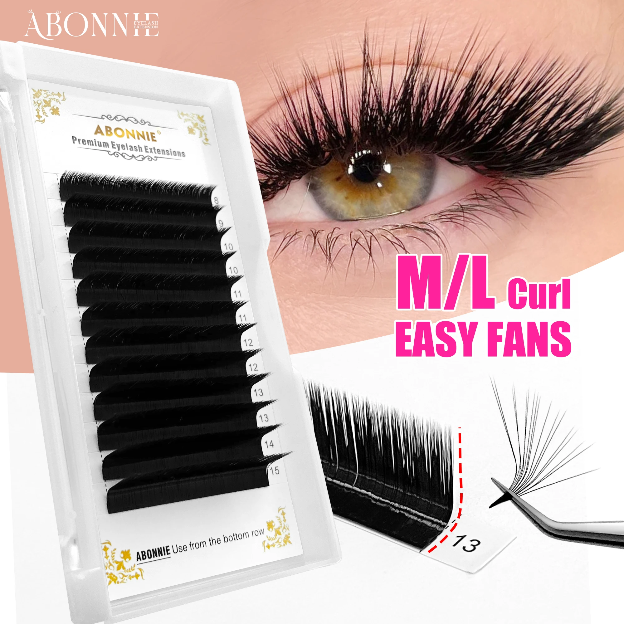 

Abonnie L M Easy Fan Foxy Lashes Mega Volume Eyelashes Extensions Fan Like Butter Wispy Lashes Tray