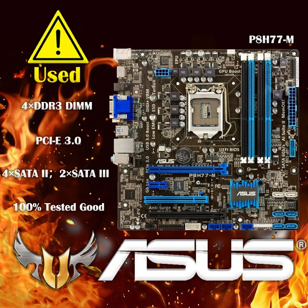 

For Asus P8H77-M Motherboard H77 Socket LGA 1155 i3 i5 i7 DDR3 32G SATA3 USB3.0