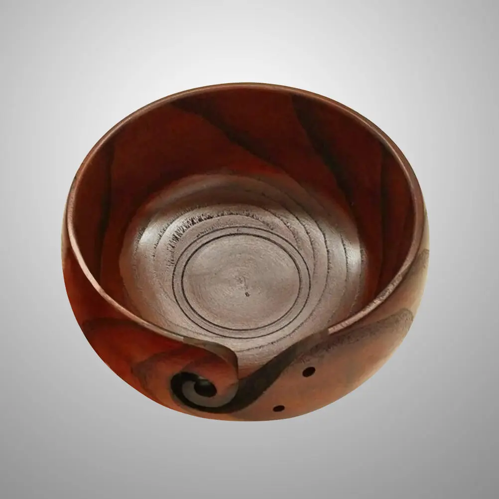 

Crochet Yarn Storage Bowl Wood Knitting Accessory Non-Slip Craft Organizer Smooth Thread Guide Ideal Gift for Crafters Home