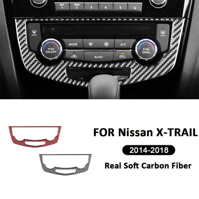 

For Nissan X-TRAIL 2014-2018 Accessories Carbon Fiber SUV Air conditioning Control Buttons Knob Panel Frame Decoration Stickers