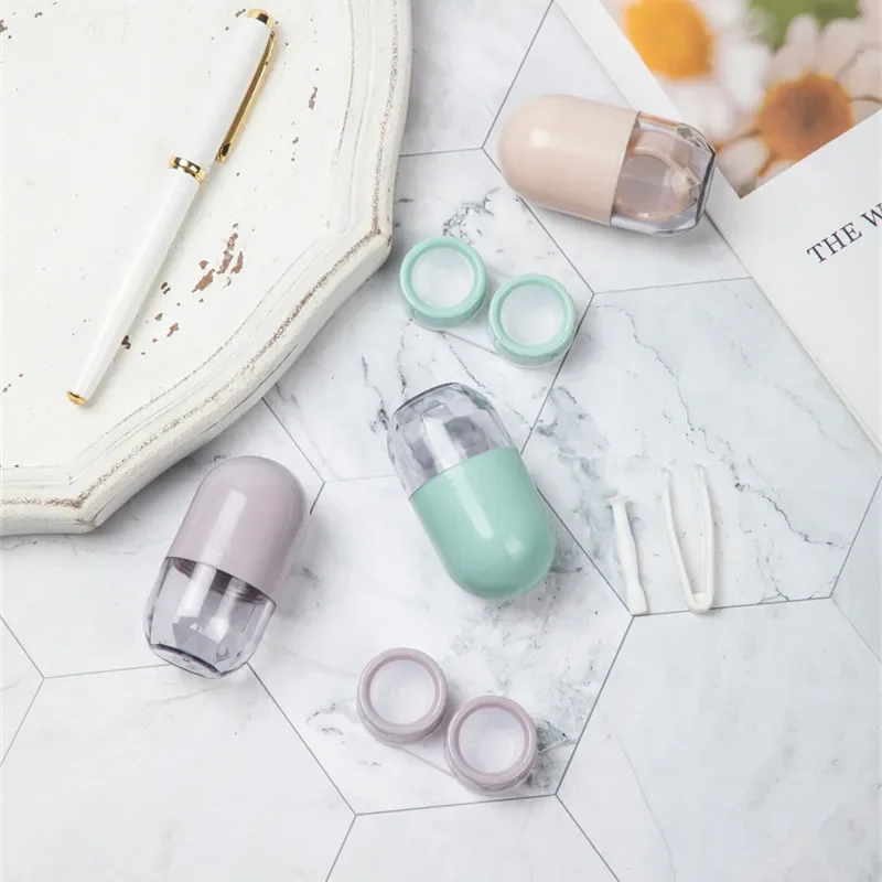 New Simple Mini Contact Lens Case Girl Women Colored Contact Lenses Box Eyes Contact Lens Container Box Case