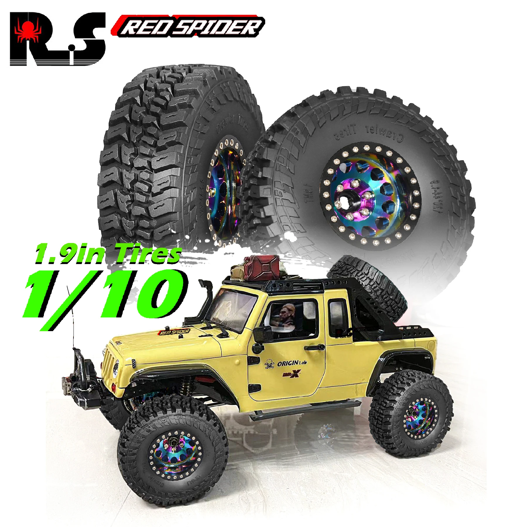 1.9 pneus sur chenilles 4 pièces 1/10 RC pneus sur chenilles pour 1/10 RC chenille TRX-4 Axial SCX10 90046 SCX10 III AXI03007 Tamiya CC01 D90 D110