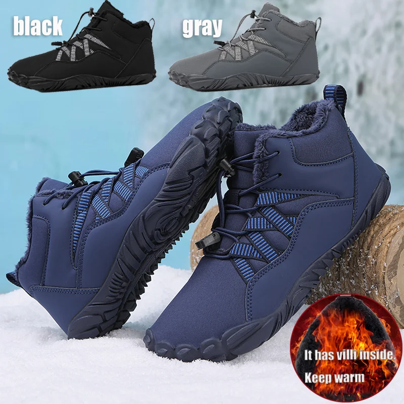 

Winter High Top Keep Warm Rubber sole Good Quality Waterproof Upper Plush Shoes Anti Slip Cotton Snow Boots Unisex Shoes