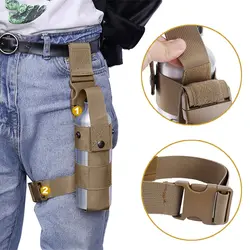 Left or Right Drop Leg Water Bottle Holster Interphone Radio Pepper Spray Holder Adjustable MK9 Pepper Spray Thigh Pouch