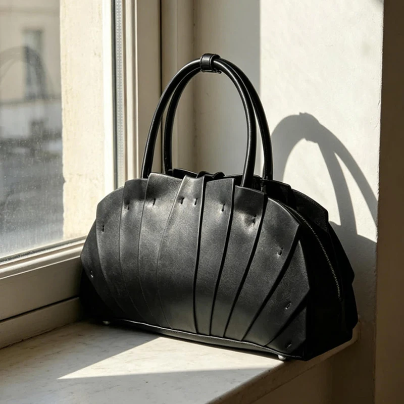 Fächerförmige Lotusblatt-Rüschen-Umhängetasche, Handgefertigte Patchwork-Tragetasche für Damen, Designer Trendige Pendler-Boho-Chic-Handtasche – Detail 14