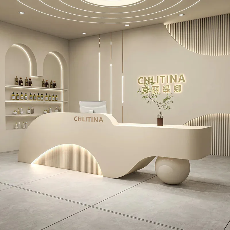 Modern and Simple Beauty Salon, Reception, Clothing Store, Payment Page, Yoga Studio, Bar Table, Health Club, Reception Counter