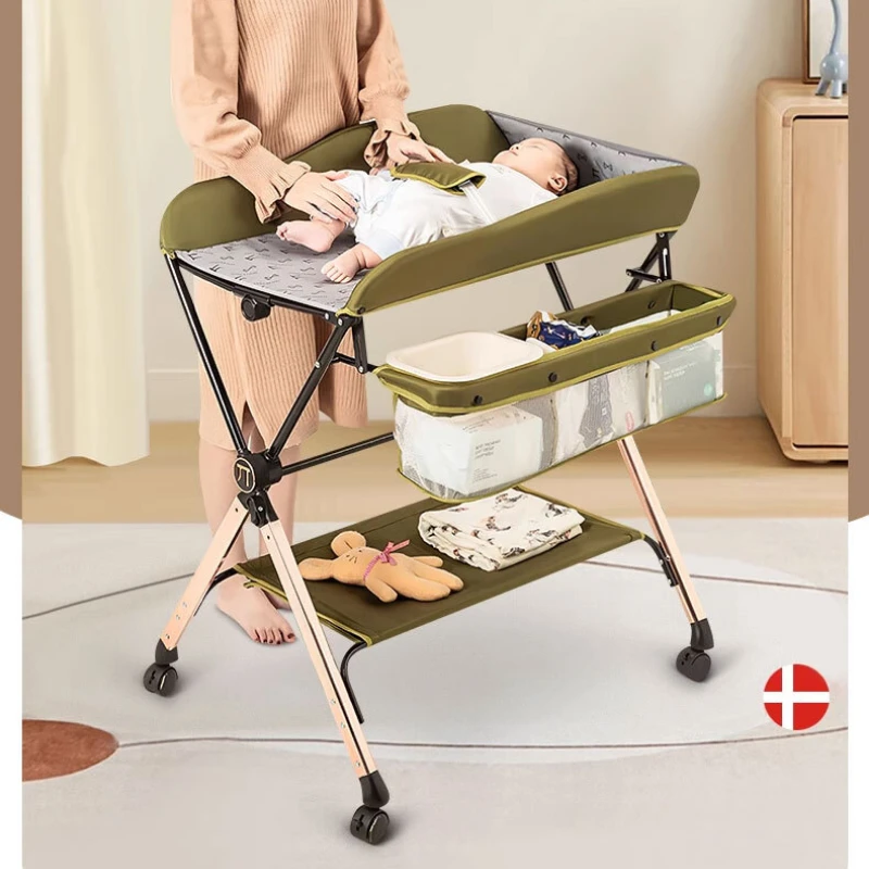 Newborn Diaper-Changing Table Portable Baby Care Table with Massage Function Foldable Design for Easy Storage for Home