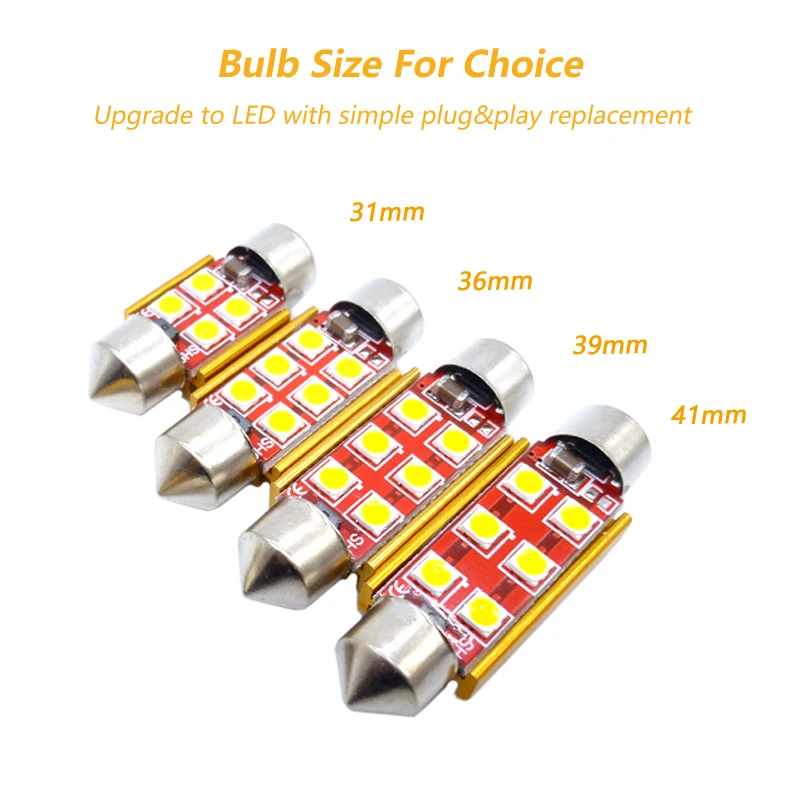 Canbus Error Free Led 31mm 36mm 39mm 41mm 3030 SMD DE3175 C5W C10W SV8.5 Automobiles Car Led Light Lamp No Polarity 12V