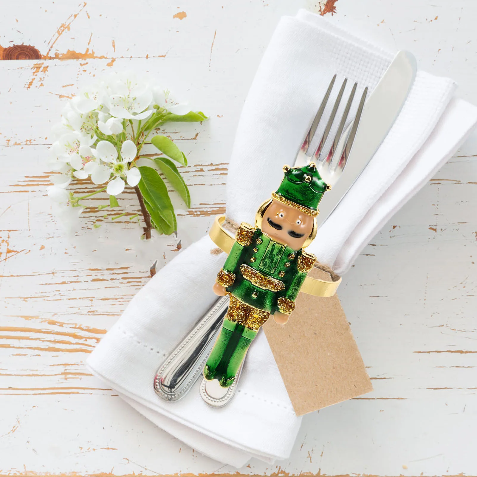 

4Pcs Nutcracker Themed Napkin Holders Elegant Christmas Clips Sturdy Reusable Decorative Dining Table Top Accessories