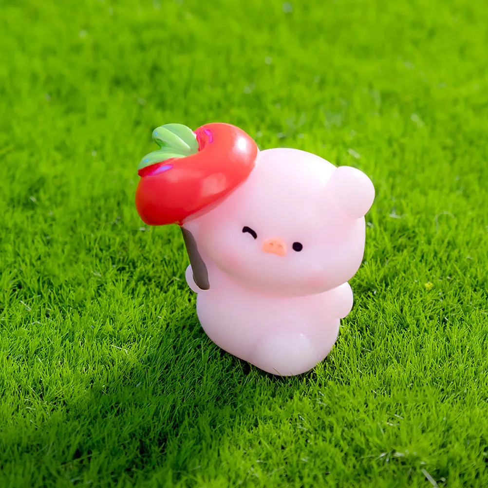 7Pcs Small Animal Statues Resin Crafts Cartoon Shapes Mini Garden Lawn Landscape Decoration Micro Scene Ornament