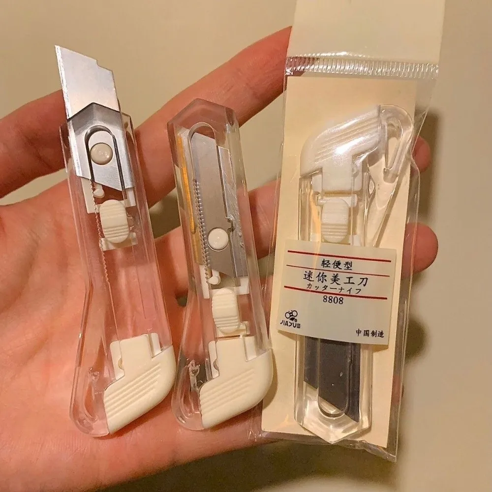 Translucent Mini Box Cutter Retractable Non-Slip Blades Paper Cutter Handmade Cutter Supplies Stationary