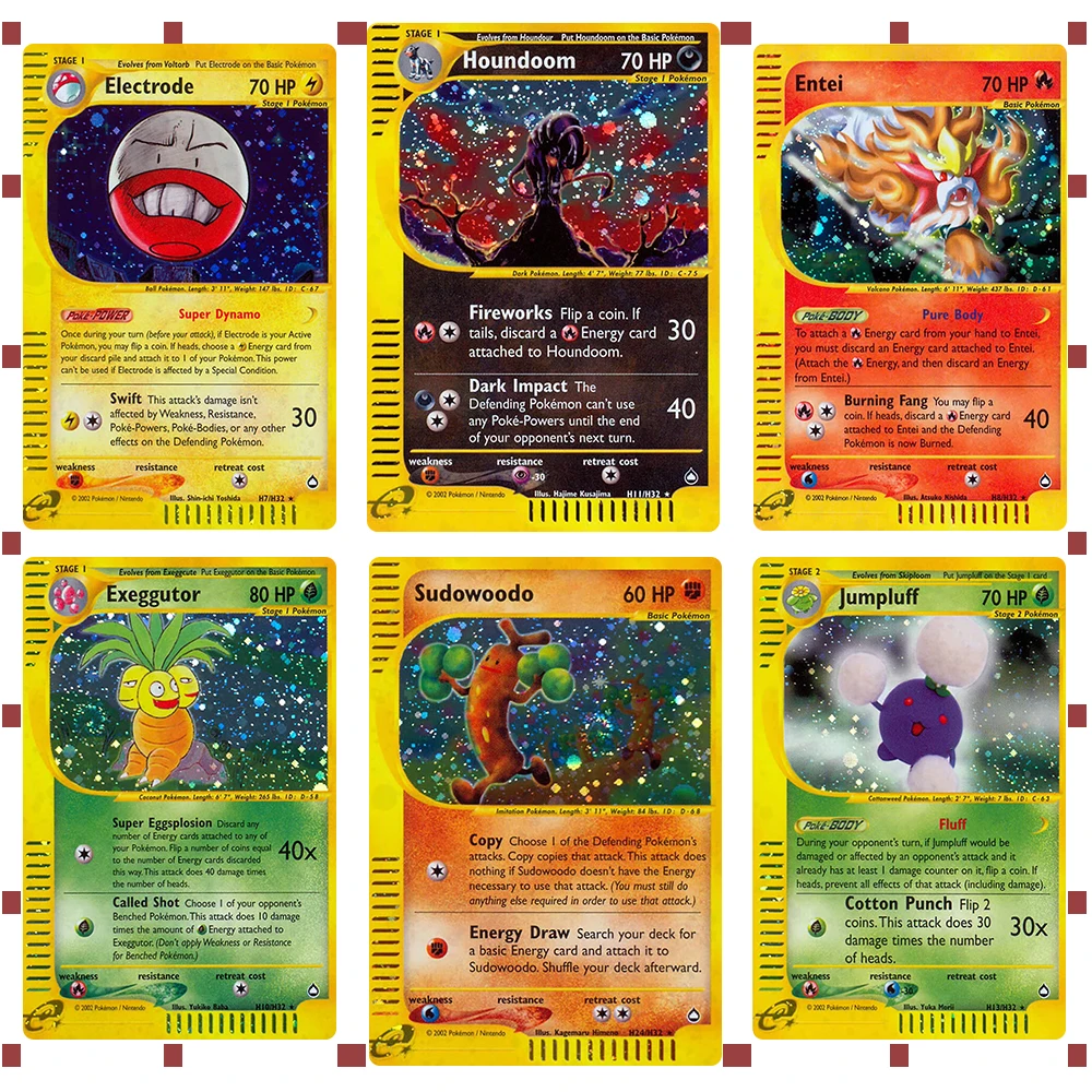 pokemon cards proxy AQUAPOLIS SET Holo PTCG Cards Ampharos Magneton Togetic Holo Ultra Rare PKM E-Card Collectible Trading Gift