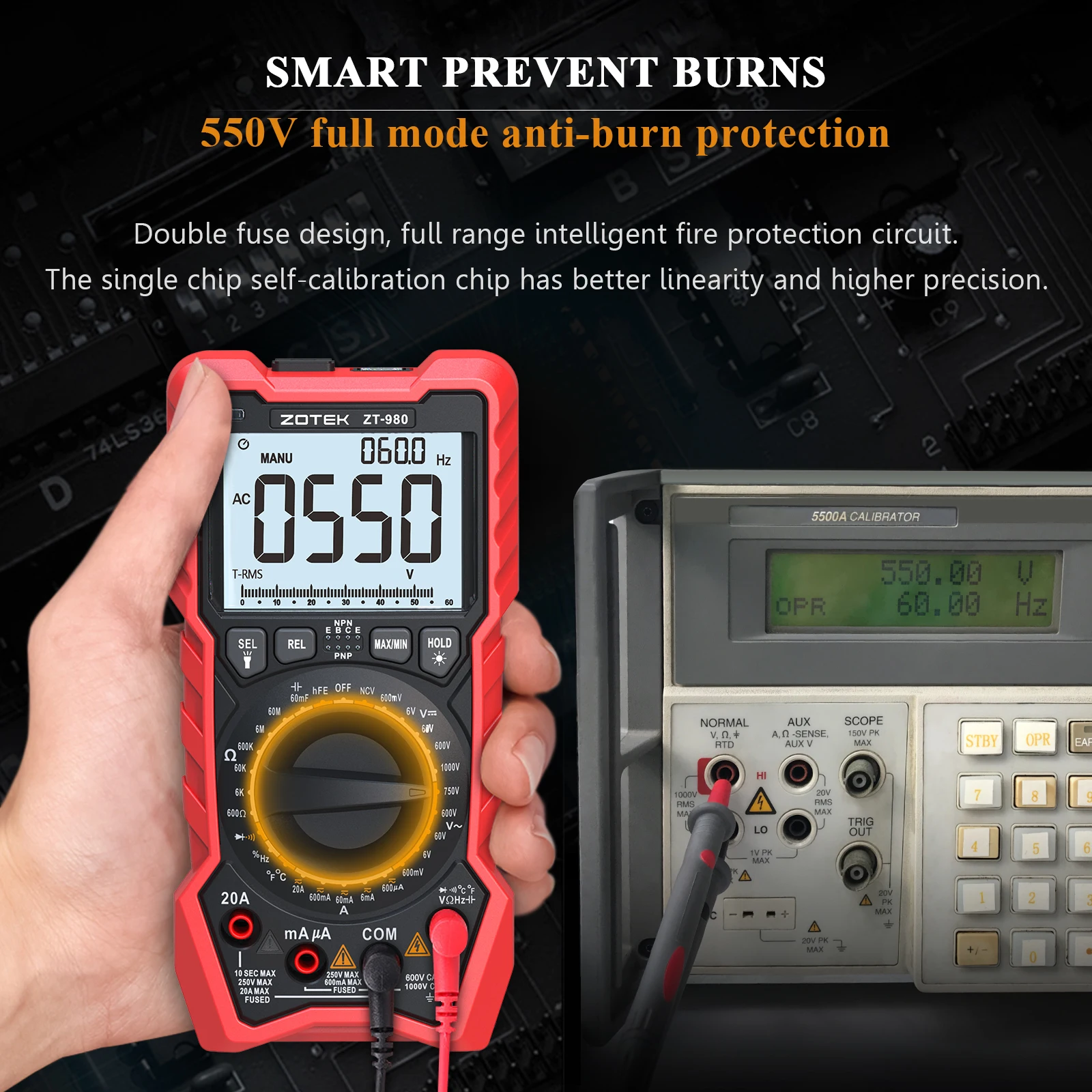 

ZT-980 Digital Multimeter Tester True RMS 6000 Counts High Precision Display NCV,Measures Voltage Current Resistance Capacitance