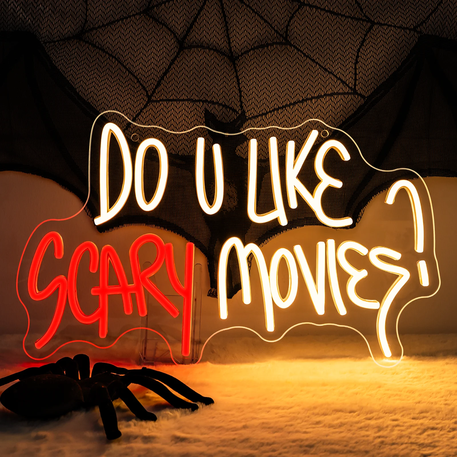 

Do U Like Scary Movies Neon Sign Horror Movie for Halloween Themed Bars Home Theaters USB Powered with Adjustable Brightness