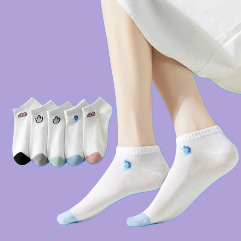 

5/10 Pairs High Quality Women's Thin Boat Socks Female Breathable Ankle Socks Comfortable Appropriate Ladies Women's Boat Socks