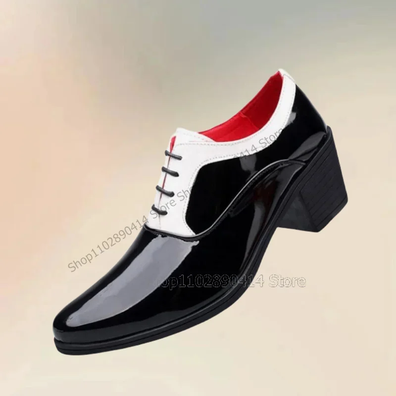 Burgandy White Patent Leather Strappy Pointed Toe Loafers Fashion Lace Up Men Shoes Luxury Handmade Party Office Men Dress Shoes