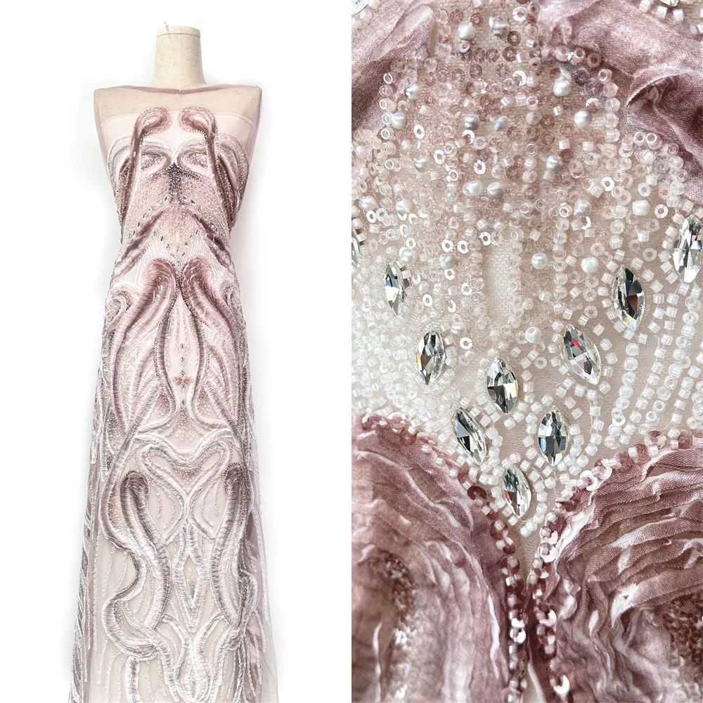 ผ้าลูกไม้ปักเลื่อมคุณภาพสูงแบบ 3 มิติ ลายแอฟริกันไนจีเรีย ปี 2026 สำหรับชุดราตรี ประดับด้วยลูกปัด ผ้าชีฟองปักลาย ผ้าตาข่ายสำหรับงานเย็บปักถักร้อย ยาว 5 หลา