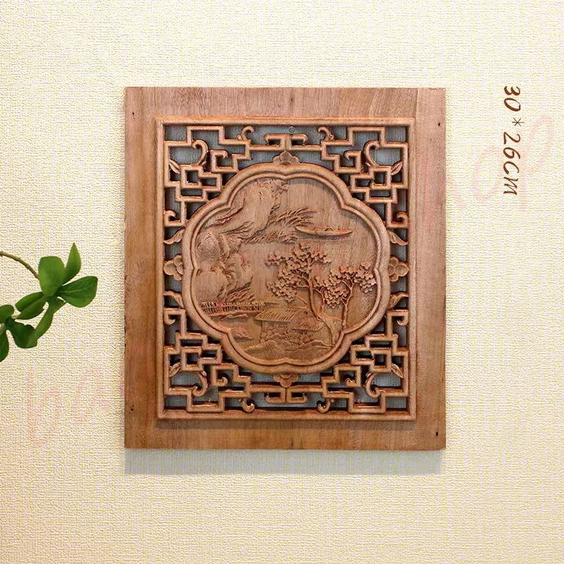 Classical landscape wood carving decoration, Chinese wall decoration, auspicious home decoration