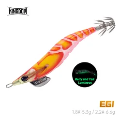 Kingdom Squid Fishing Bait 1.8# 2.2# 2.5# 3.0# 3.5# Artificial Jig Lure Hooks Sea Fishing Cuttlefish Sinking Squid Luminous EGI